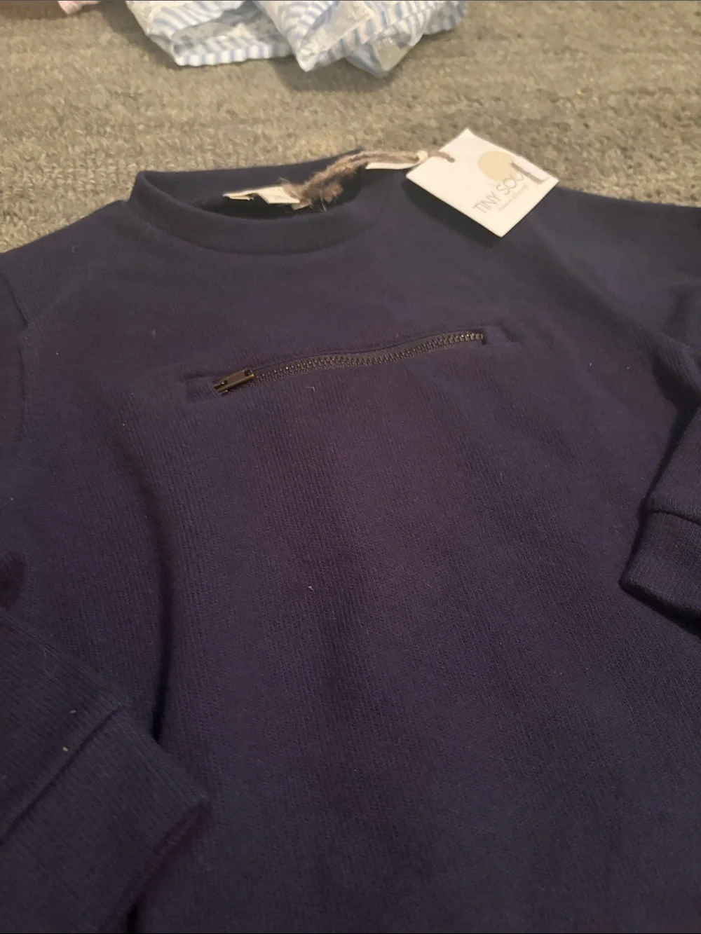 Tiny Soul navy blue boys zipper sweater 4 NWT